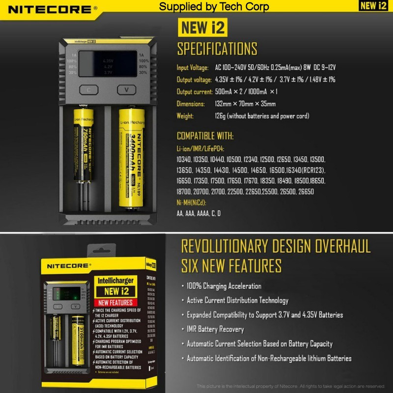Nitecore New i2 Li-ion 18650 Pil Şarj Aleti
